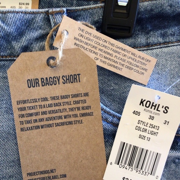 Project Indigo Juniors Light Wash Mid-Rise 90’s Style Baggy Denim Shorts - Picture 9 of 10